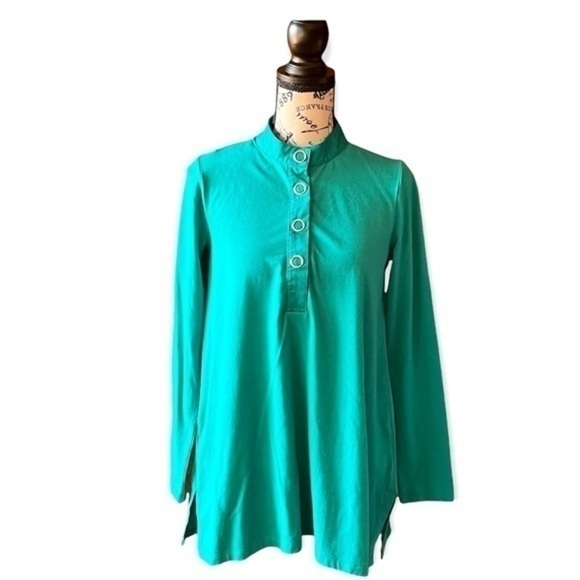 Soft surroundings Kelly green tunic Lagenlook coastal beach hippie boho preppy S - Picture 1 of 9